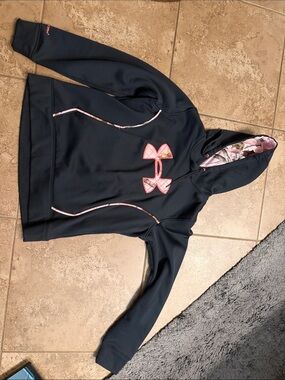 Under Armour Girls' Black Hoodie with Pink Accents